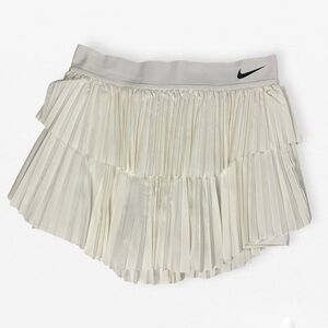Nike NikeCourt Dri-FIT Slam Ivory Pleated Tennis Skirt with built in briefs L